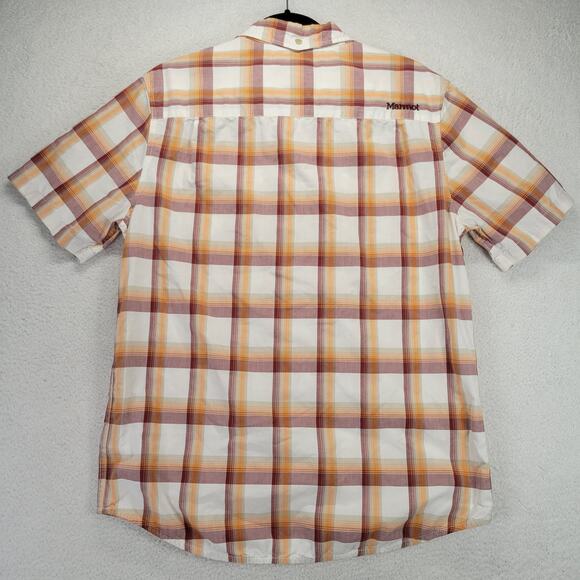 Marmot Button Up Shirt Men's Medium Short Sleeve Plaid Hiking Outdoors Camping - Picture 9 of 12